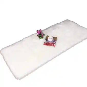 Tesco Living and Home Rectangular Soft White Shaggy Area Rug White offer