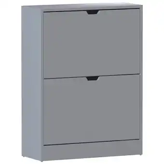 Tesco Vida Designs 2 Drawer Shoe Cabinet Shoe Rack Storage Cupboard, 100% FSC, Grey offer