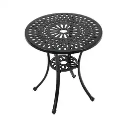 Tesco Living and Home Cast Aluminum Round Patio Dining Table Black offer