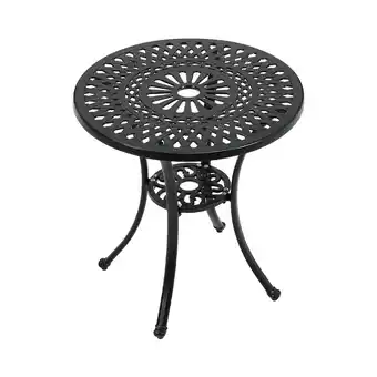 Tesco Living and Home Cast Aluminum Round Patio Dining Table Black offer