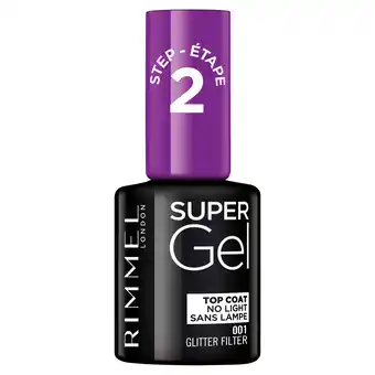 Tesco Rimmel Nailpolish Super Gel Glitter Top Coat 12Ml offer