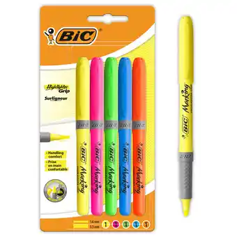 Tesco BIC Highlighter Grip Pens 5 Pack offer