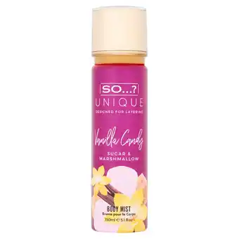 Tesco So Unique Vanilla Candy Body Mist 150Ml offer