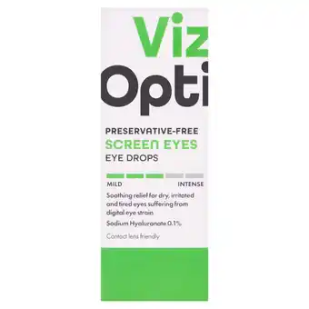 Tesco Viz Opti Preservative Free Screen Eyes Eyes Drops 10ml offer