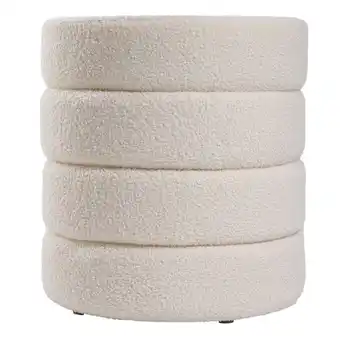 Tesco Living and Home Round Channel Upholstered Ottoman - White 43*43*46cm White offer