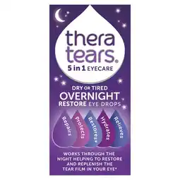 Tesco Thera Tears 5 in 1 Eyecare Dry or Tired Overnight Restore Eye Drops 10ml offer