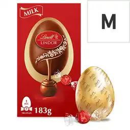 Tesco Lindt Lindor Milk Chocolate Egg with Milk Truffles 183g offer