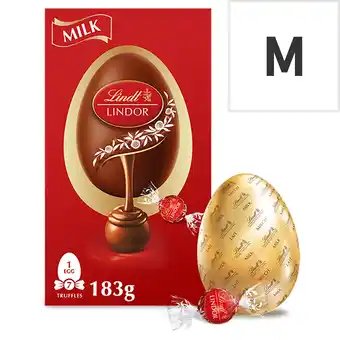 Tesco Lindt Lindor Milk Chocolate Egg with Milk Truffles 183g offer