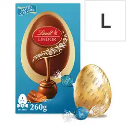 Tesco Lindt Lindor Milk Chocolate Egg with Salted Caramel Truffles 260g offer