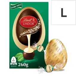 Tesco Lindt Lindor Dark Chocolate Egg with Dark Chocolate Mint Truffles 260g offer