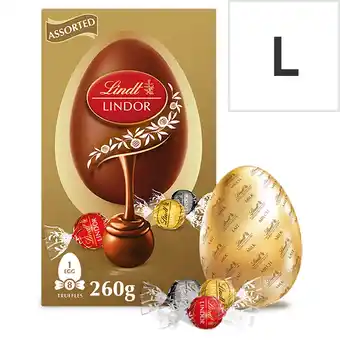 Tesco Lindt Lindor Milk Chocolate Egg with Assorted Truffles 260g offer