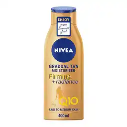 Tesco NIVEA Q10 Gradual Tan Firming Body Lotion Fair To Medium Skin 400ml offer