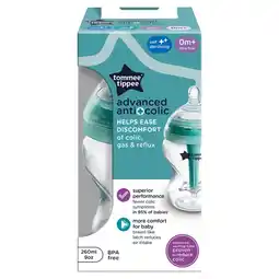 Tesco Tommee Tippee Baby Bottles, Advanced Anti-Colic Baby Bottle, Slow Flow, 260ml, 0m+, Pack of 1 offer