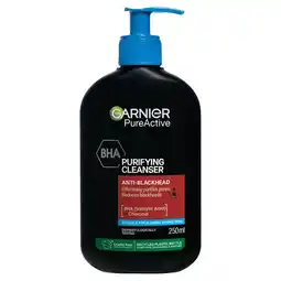 Tesco Garnier Pure Active BHA Purifying Anti-Blackhead Charcoal Cleansing Gel 250ml offer