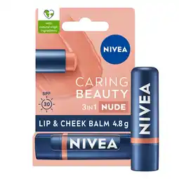 Tesco NIVEA Caring Beauty Lip & Cheek Balm SPF 30 Nude 4.8g offer