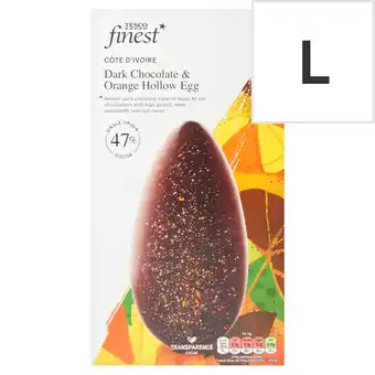 Tesco Tesco Finest Dark Chocolate & Orange Hollow Egg 228g offer