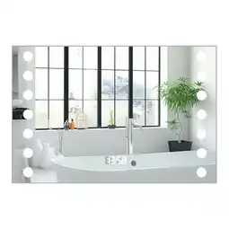 Tesco Living and Home Fog-Free Bathroom Mirror with Round LED Lights - 80*60* H offer