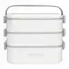 Tesco Living and Home Stackable Bento Lunch Box with Handle 3 Layer, White, 2700ml offer