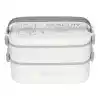 Tesco Living and Home Stackable Bento Lunch Box with Handle 2 Layer, White, 1900ml offer