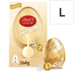 Tesco Lindt Lindor White Chocolate Egg with White Truffles 260g offer