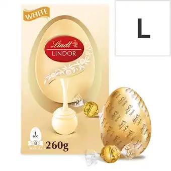 Tesco Lindt Lindor White Chocolate Egg with White Truffles 260g offer