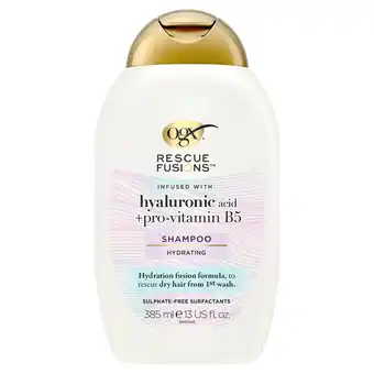 Tesco OGX Rescue Fusions Hyaluronic Acid +Pro-Vitamin B5 Shampoo 385ml offer