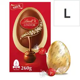 Tesco Lindt Lindor Milk Chocolate Egg with Milk Truffles 260g offer