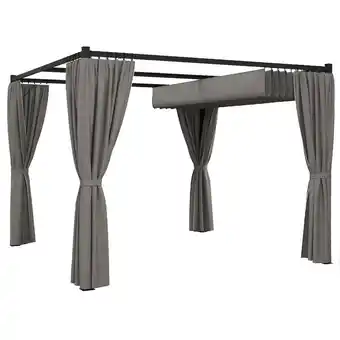 Tesco Outsunny 3m x 3m Pergola with Retractable Roof and Curtains offer