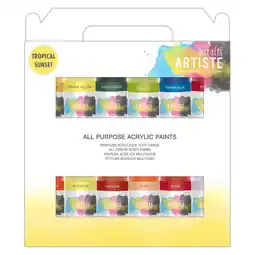 Tesco Artiste Acrylic Pack (12 Pack), Tropical Sunset, 2Oz offer