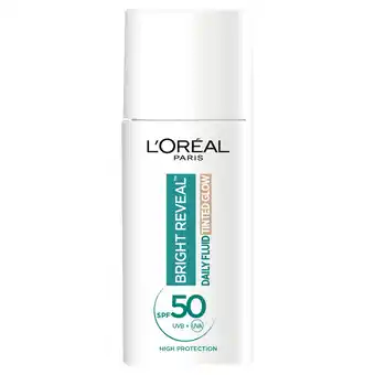 Tesco L'Oreal Paris Bright Reveal Daily Fluid Tinted Glow Pearl SPF50 50ml offer