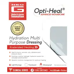 Tesco Neo G Opti-Heal Hydration Multipurpose Wound Dressing Multipack Pk3 offer