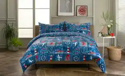 Tesco Coastal Patch 200 Thread Count Cotton Rich Reversible Duvet Cover Set Multi | Double offer