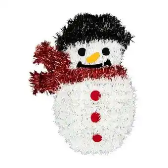 Tesco Christmas Snowman Tinsel Plaque Hanging Wall Decoration 30.5cm offer