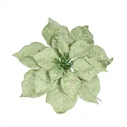 Tesco Frosted Green Poinsettia Christmas Pick Decoration 29cm offer