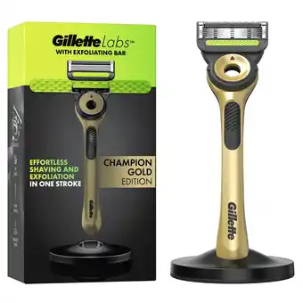 Tesco Gillette Labs Mens Razor with Magnetic Stand Champion Gold Edition offer