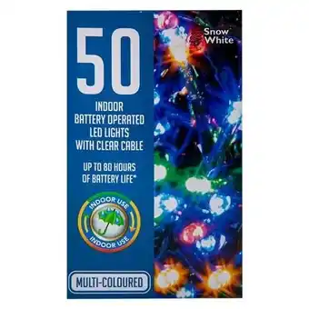 Tesco 50 Multicolour LED Indoor Battery Operated String Lights with Clear Cable 3.6m offer