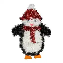 Tesco Christmas Penguin Tinsel Plaque Hanging Wall Decoration 34cm offer