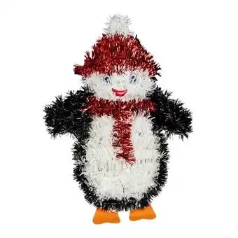 Tesco Christmas Penguin Tinsel Plaque Hanging Wall Decoration 34cm offer