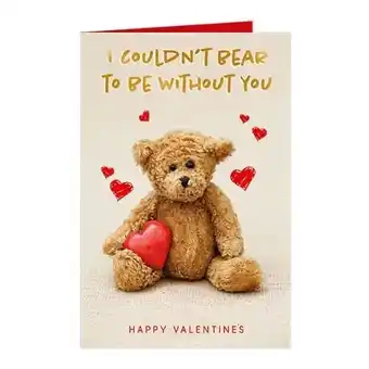 Tesco I Couldn't Bear To Be Without You Valentines Card with Envelope offer