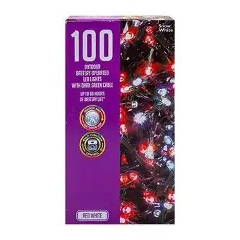 Tesco 100 Red & White Battery Operated LED Outdoor Lights offer