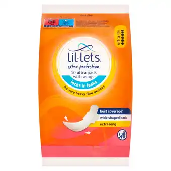 Tesco Lil-Lets Extra Protection 10 Ultra Pads with wings offer