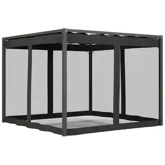 Tesco Outsunny 3m x 3m Pergola with Retractable Roof and Netting, Dark Grey offer