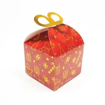 Tesco Red & Gold Christmas Foil Print Treat Boxes - Pack of 4 offer