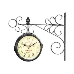 Tesco Living and Home Antique Metal Double Sided Wall Clock Black offer