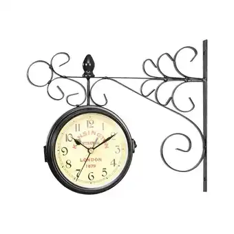 Tesco Living and Home Antique Metal Double Sided Wall Clock Black offer