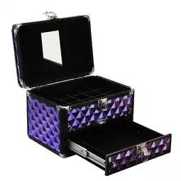 Tesco Living and Home 2in1 Diamond Pattern Makeup Case with Mirror - Purple Purple offer