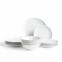 Tesco Glim Glam Dinner Set Plates Bowls White Porcelain 18pc Set Coupe offer