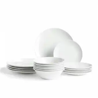 Tesco Glim Glam Dinner Set Plates Bowls White Porcelain 18pc Set Coupe offer