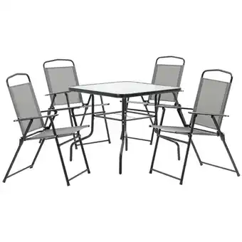 Tesco Outsunny 5 Piece Garden Dining Furniture Set with Parasol Hole offer