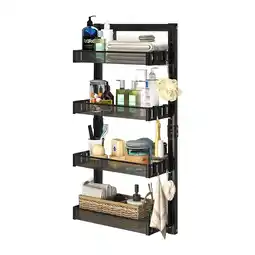 Tesco Living and Home 4 Tier Over-the-Door Adjustable Shower Caddy Shelf, Black offer